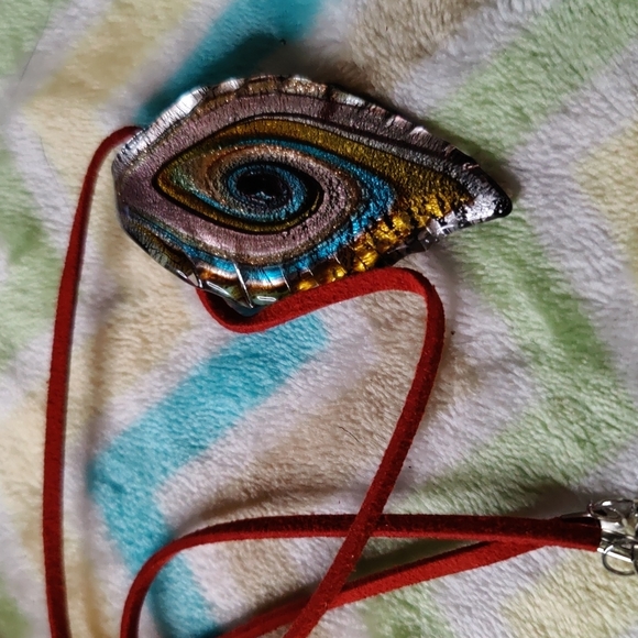 12. Made in Italy Murano Glass Necklace on Leather Cord - Picture 2 of 4